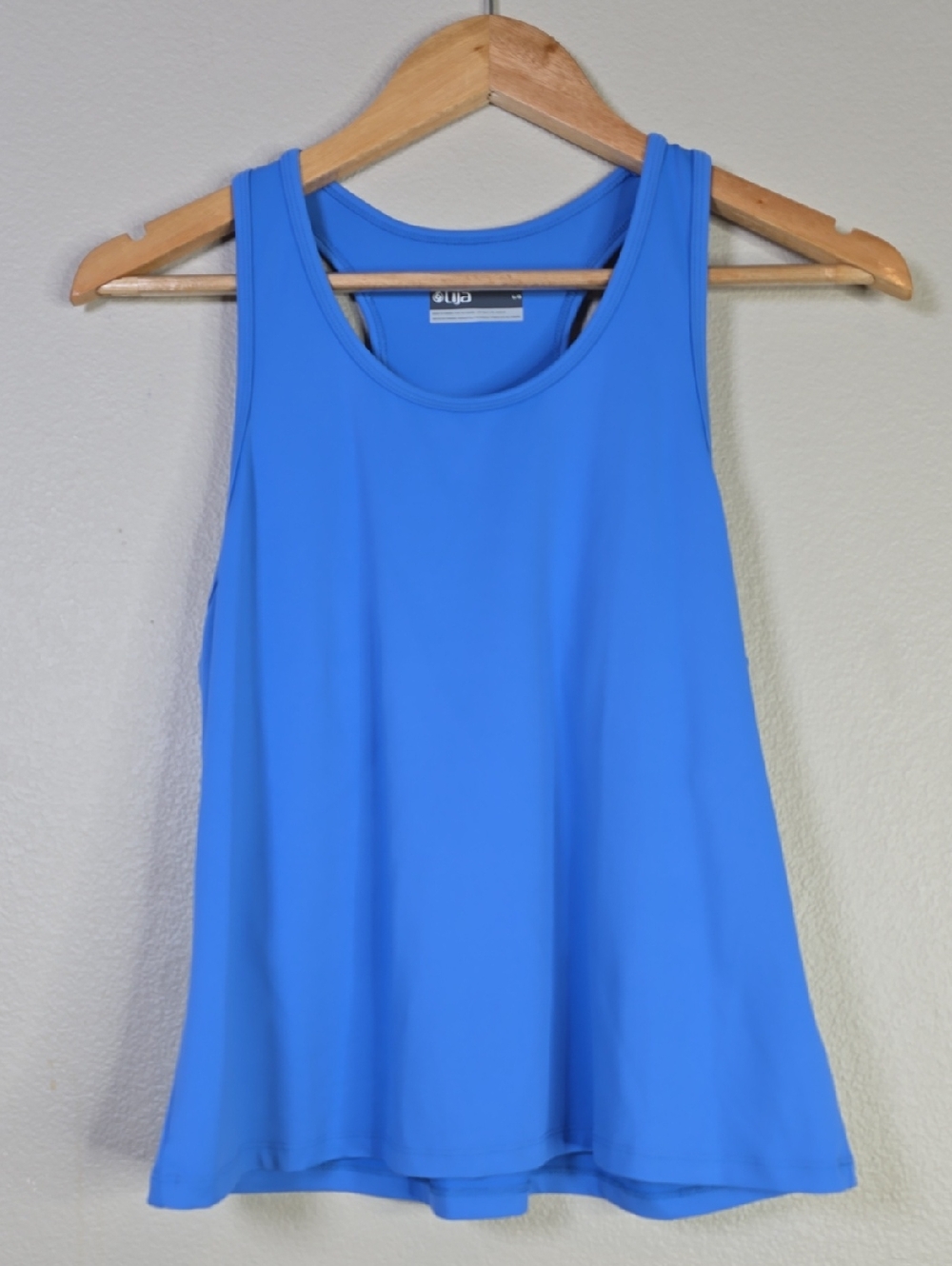 Lija Bright Blue Its All About Love Rival Racerback Tank Size Large Nwt - Picture 1 of 7